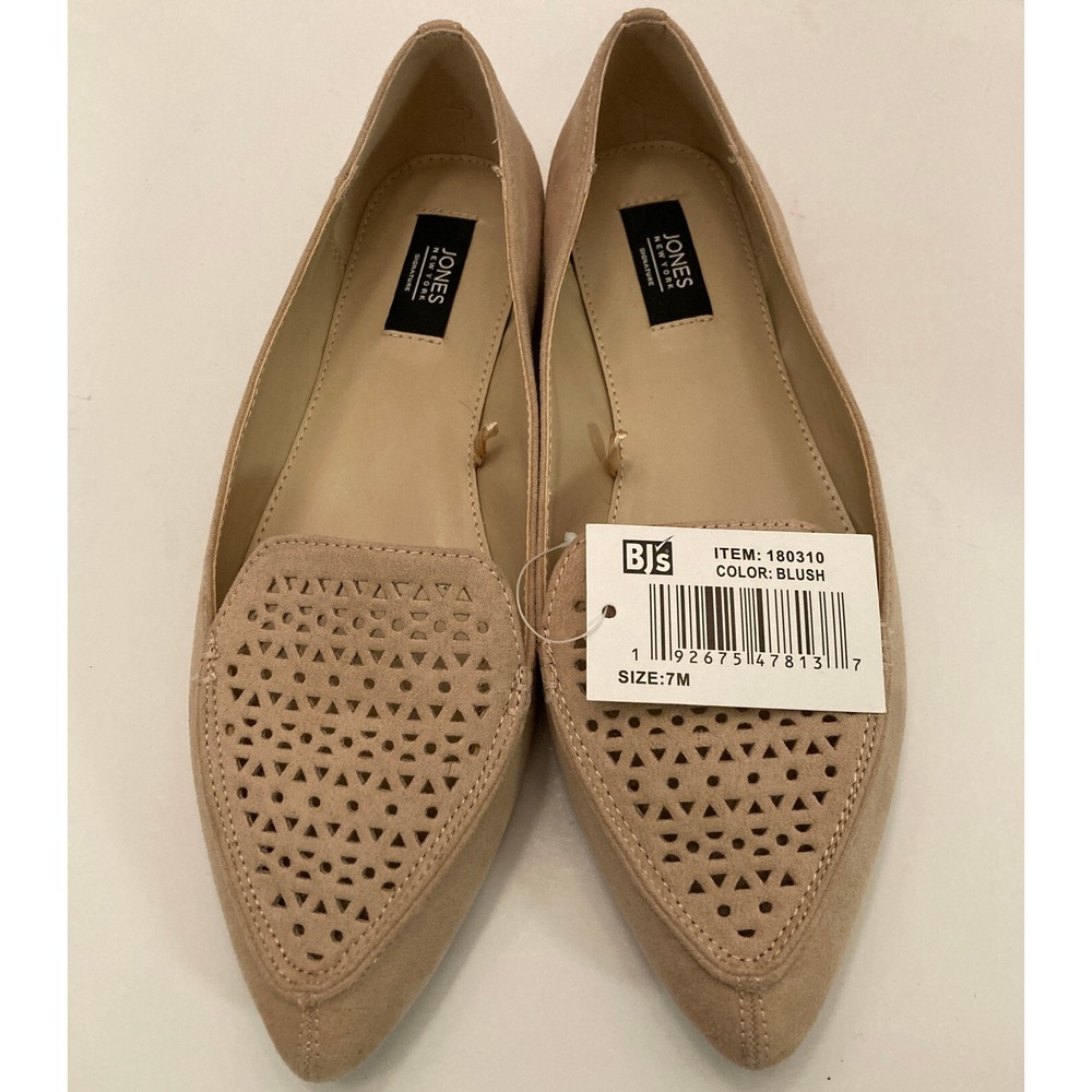 NWT JONES NEW YORK Flat Shoes Womens 7M Beige Samantha Faux Suede Slip On Light - Picture 10 of 10